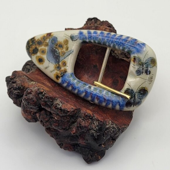 Ken Edwards Tonala Pottery Belt Buckle - Picture 1 of 4